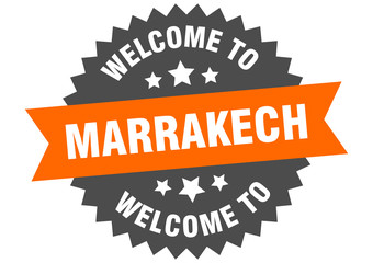 Marrakech sign. welcome to Marrakech orange sticker