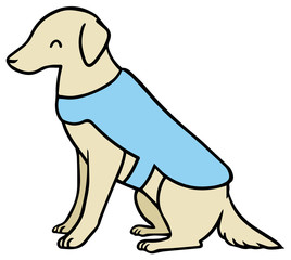 青いベストを着た介助犬のイラスト_ご機嫌