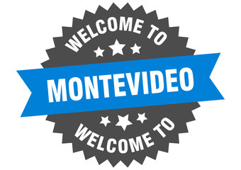 Montevideo sign. welcome to Montevideo blue sticker