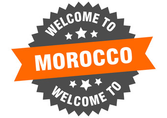 Morocco sign. welcome to Morocco orange sticker