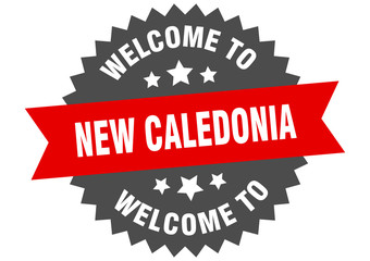 New Caledonia sign. welcome to New Caledonia red sticker
