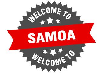 Samoa sign. welcome to Samoa red sticker