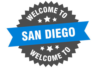 San Diego sign. welcome to San Diego blue sticker