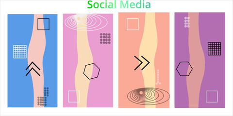 Editable story templates with empty place for text abstract creative backgrounds for social media. Bright colored with hand drawn scribbles promotional backgrounds for social media apps - vector eps10