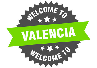 Fototapeta premium Valencia sign. welcome to Valencia green sticker