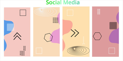 Editable story templates with empty place for text abstract creative backgrounds for social media. Bright colored with hand drawn scribbles promotional backgrounds for social media apps - vector eps10