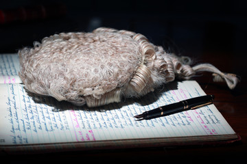 legal wig and pen, England