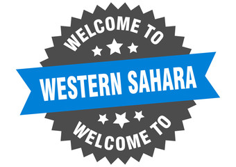 Western Sahara sign. welcome to Western Sahara blue sticker