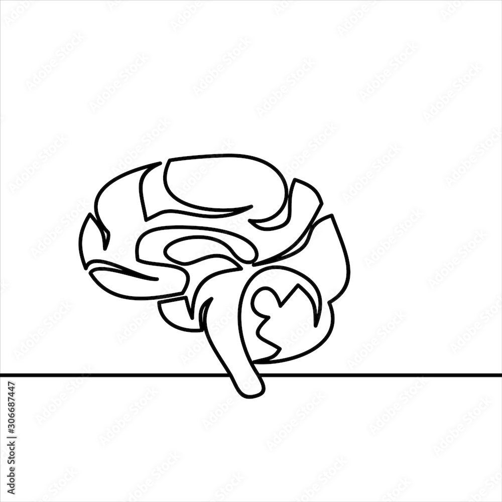 Poster linear brain icon in vector.