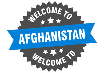Afghanistan sign. welcome to Afghanistan blue sticker