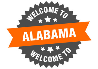 Alabama sign. welcome to Alabama orange sticker