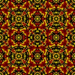 Seamless endless repeating ornament of red, orange, yellow and brown shades