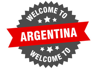 Argentina sign. welcome to Argentina red sticker