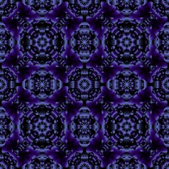 Seamless endless repeating multicolored bright ornament of blue shades