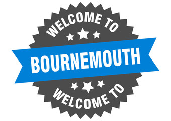 Bournemouth sign. welcome to Bournemouth blue sticker