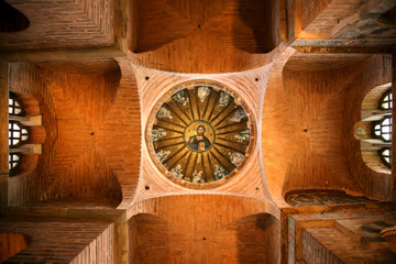 The dome of Pammakaristos church (Fethiye Museum) with a mosaic of Pantokrator (Jesus Christ), Istanbul, Turkey 