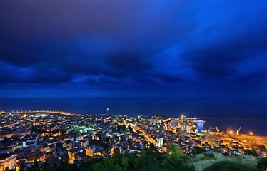 TRABZON CITY, TURKEY. Night view of Trabzon city, in the Black Sea region Turkey. Photo taken from...