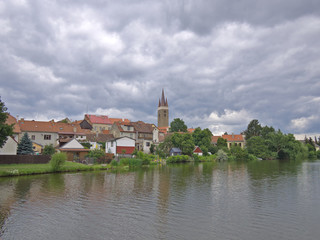 Fototapeta na wymiar Picturesque small town Telc in Czech Republic.