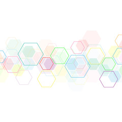 Obraz na płótnie Canvas Vector hexagons pattern. Geometric abstract background with simple hexagonal elements. Medical, technology or science design.