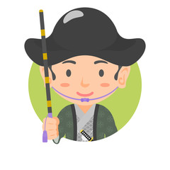 Obraz premium 江戸時代の代官のアイコン