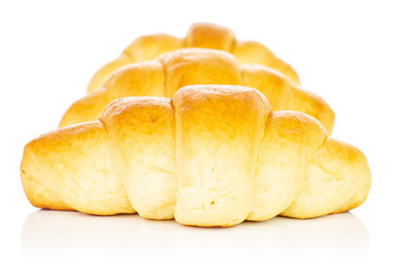 Group of three whole sweet golden mini croissant isolated on white background