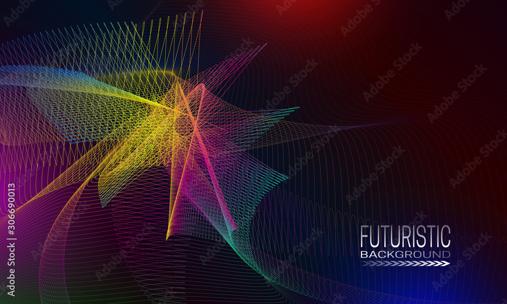 Aufkleber futuristic background design with iridescent chaotic space abstraction. techno style banner template