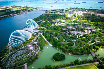 Singapore - January 7 2019: Singapore Gardens by the bay - obrazy, fototapety, plakaty