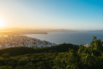 Sunset view from the Morro da Cruz in Florianopolis