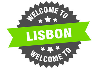 Lisbon sign. welcome to Lisbon green sticker