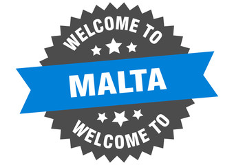 Malta sign. welcome to Malta blue sticker