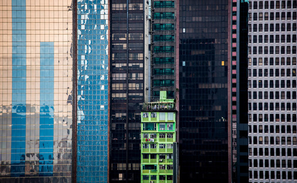 Hong Kong High Rises, Old And New. Hong Kong