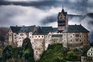 Landscape view of Loket castle, Czech Republic
