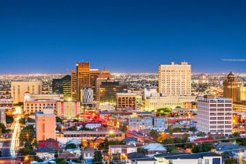 El Paso, Texas, USA  downtown city skyline at dusk