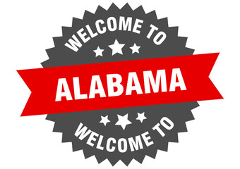 Obraz premium Alabama sign. welcome to Alabama red sticker