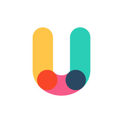 Overlapping one line letter U logotype. © kaer_fstock