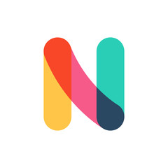 Overlapping one line letter N logotype.