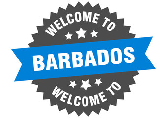 Barbados sign. welcome to Barbados blue sticker