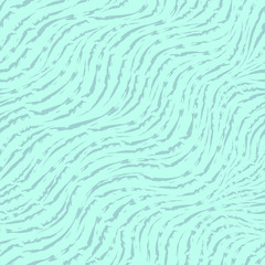 Seamless vector pattern of torn lines on a turquoise background. Marine print. Diagonal torn lines texture for clothes or curtains.