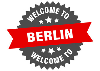 Obraz premium Berlin sign. welcome to Berlin red sticker
