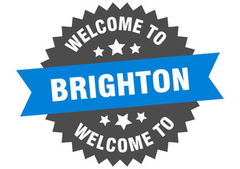 Brighton sign. welcome to Brighton blue sticker
