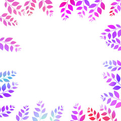 Fototapeta na wymiar Autumn floral frame with colorful sprigs on white background. Trend color illustration with branches. Template design for invitation, poster, card. Holiday card or congratulation. 