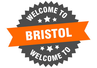 Bristol sign. welcome to Bristol orange sticker