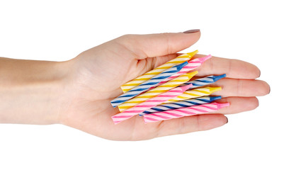 Birthday cake candle, party decoration, fun and happy.