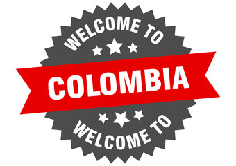 Colombia sign. welcome to Colombia red sticker