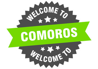 Comoros sign. welcome to Comoros green sticker