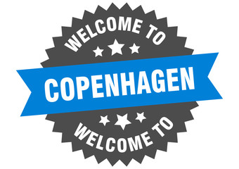 Copenhagen sign. welcome to Copenhagen blue sticker
