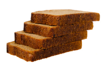 Brown bread with seeds, heathy food. Isolated on white.