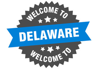 Delaware sign. welcome to Delaware blue sticker
