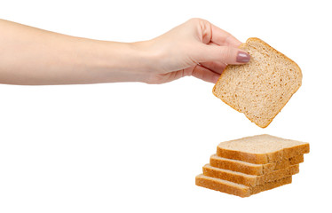 Whole wheat bread, healthy food. Isolated on white.