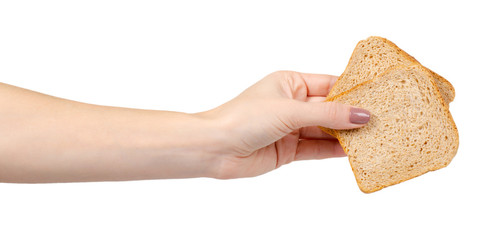 Whole wheat bread, healthy food. Isolated on white.